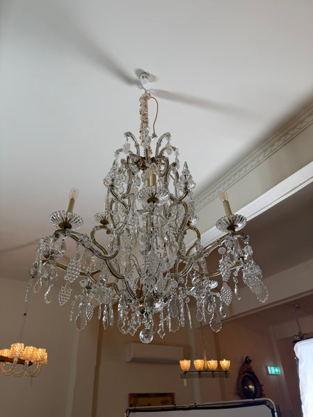 A Maria Theresa Style Glass and Gilt Metal Chandelier