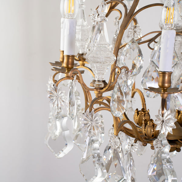 A Parisian Louis XV style  Gilt Bronze and Crystal 8 Light Chandelier