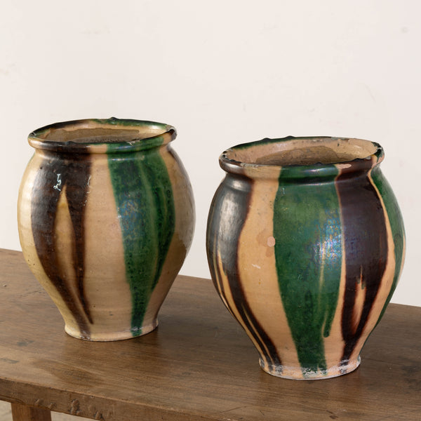 Pair of Glazed 20th Century Earthenware Pots