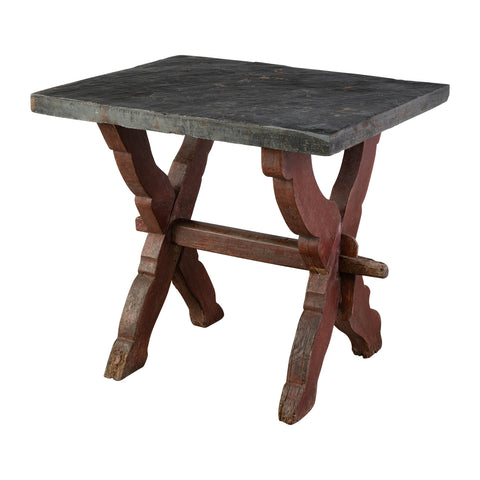 A Wabi Sabi 19th Century Slate Slab Topped Side Table