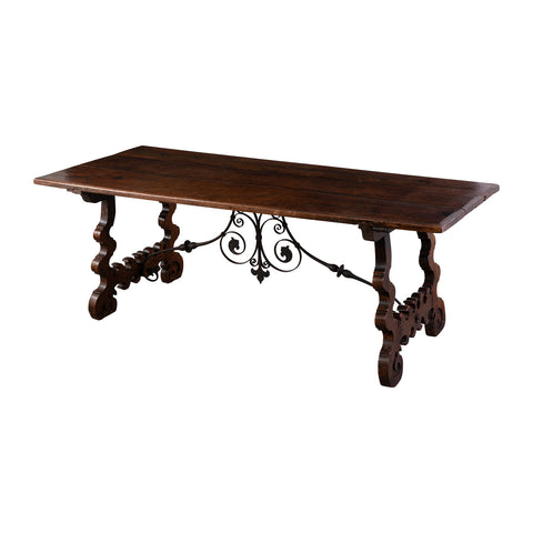 A 19th Century Spanish Walnut and Wrought-iron Trestle Table