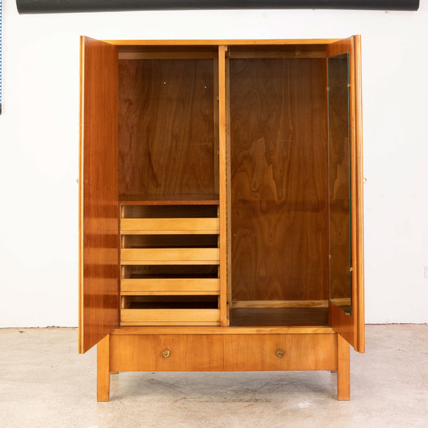 A Mid Century Sycamore Wardrobe with a Parquetry Front