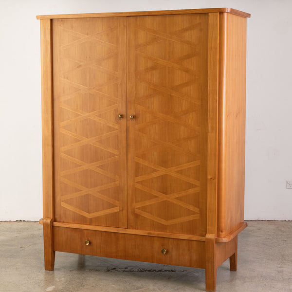 A Mid Century Sycamore Wardrobe with a Parquetry Front