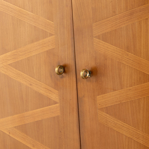 A Mid Century Sycamore Wardrobe with a Parquetry Front