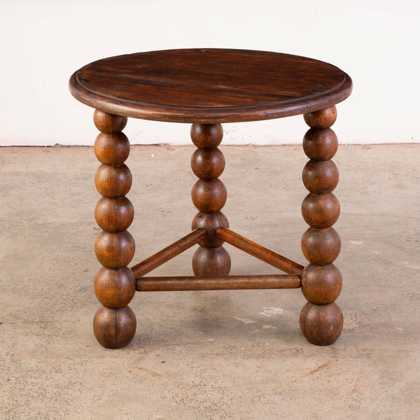 1960s Oak Side Table with Bobbin Reel Legs