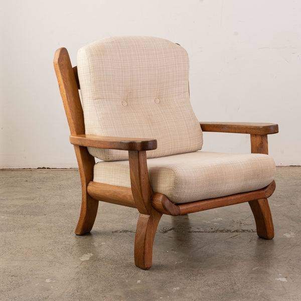 Pair of 1960s Oak Armchairs in the attributed to Guillerme et Chambron