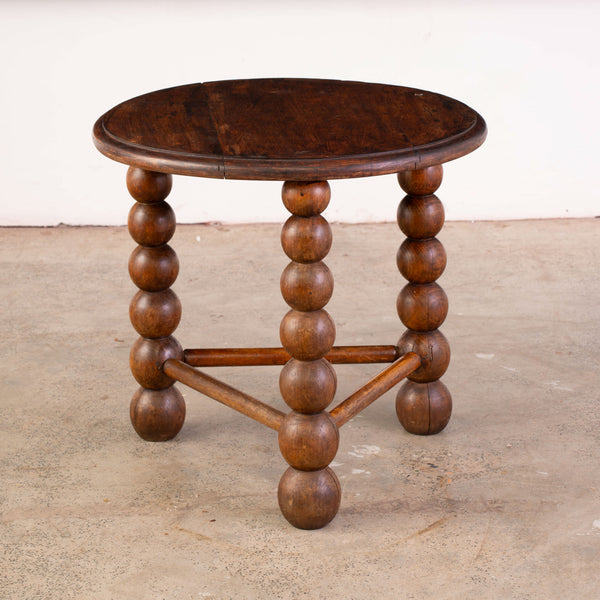 1960s Oak Side Table with Bobbin Reel Legs