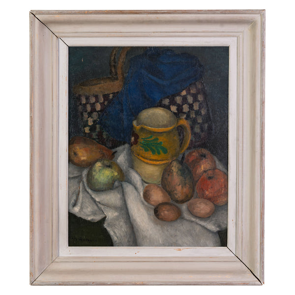 Still Life in White Frame with Pears and Waterjug