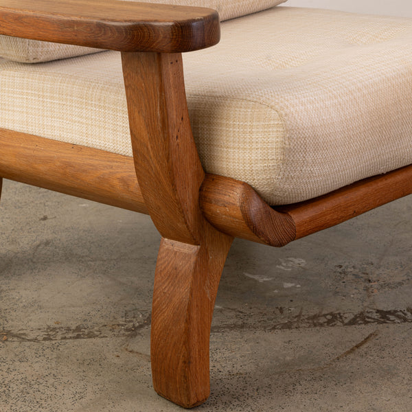 Pair of 1960s Oak Armchairs in the attributed to Guillerme et Chambron