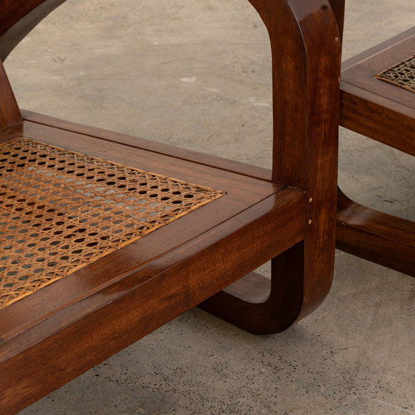 Art Deco Mahogany and Cane Armchairs