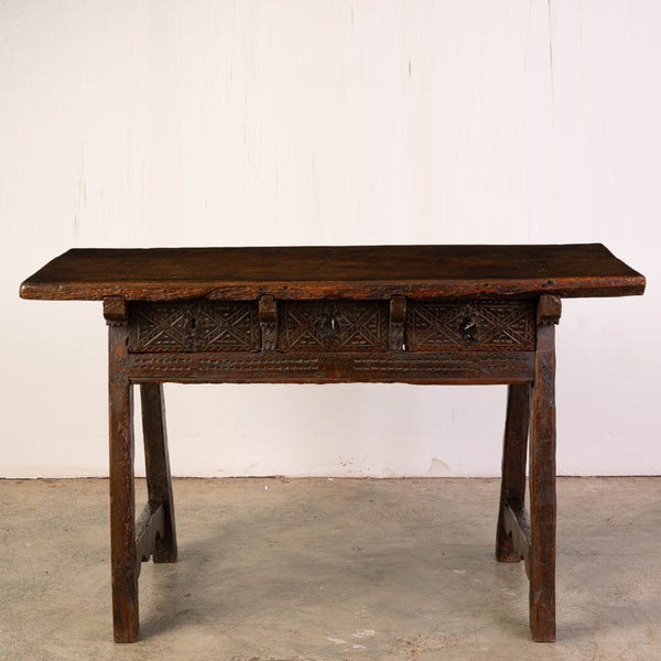 18th Century Spanish Console Table with Three Drawers