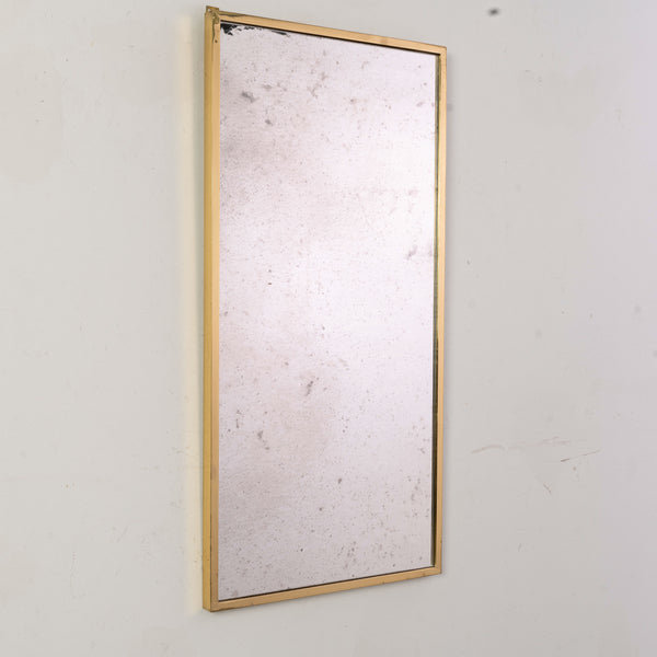 Italian 1960s Brass Mirror with pebbled Mirror Plate