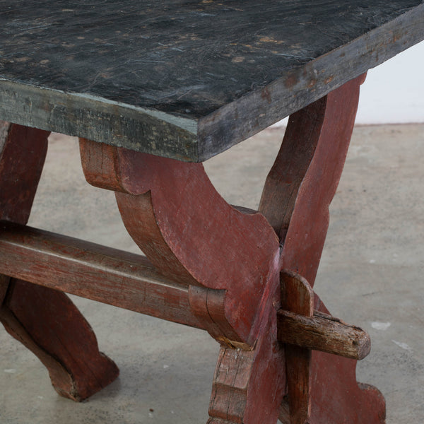 A Wabi Sabi 19th Century Slate Slab Topped Side Table