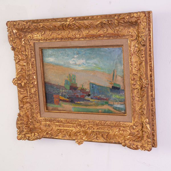 A Mid 20th Century impressionist Landscape in A Beauitful Regence Gilt Frame