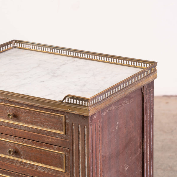 A pair of Mid 20th century French Louis XVI Bouillotte style mahogany and gilt brass-mounted bedside tables