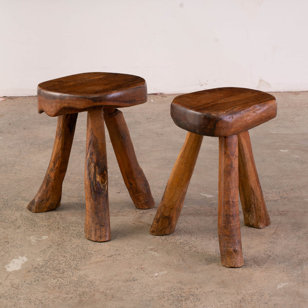 1970s Organic Formed Olivewood Tabouret