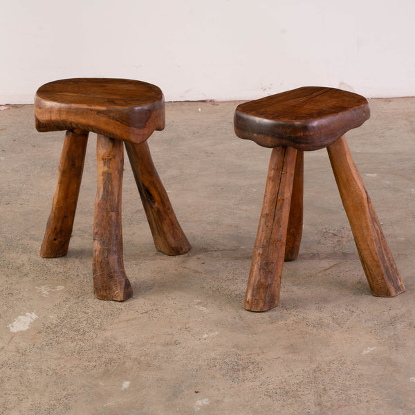 1970s Organic Formed Olivewood Tabouret