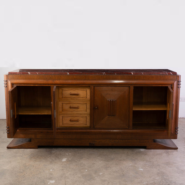 An Art Deco Sideboard in the style of Maxime Old with Marble Top