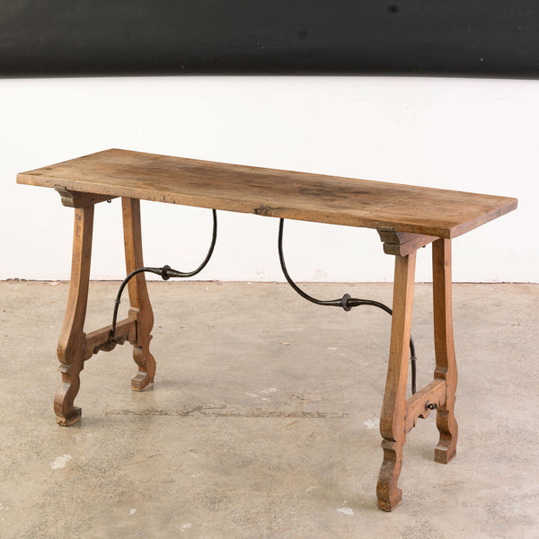 18th Century Blond Walnut Spanish Console Table