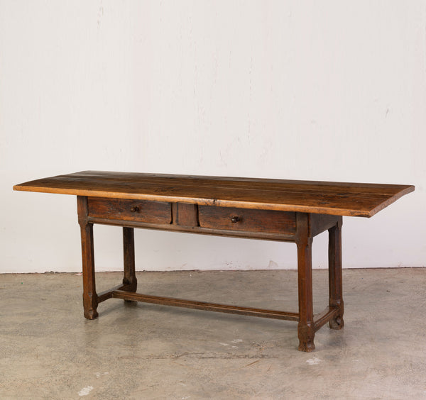 French 17th Walnut Console Table with two Drawers