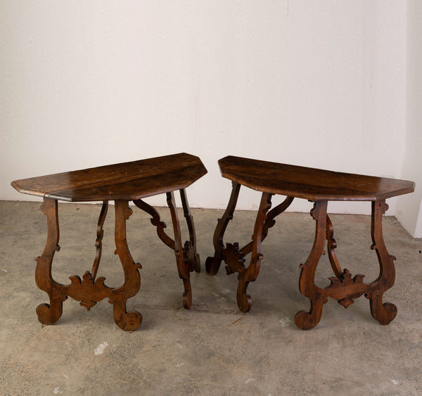 Pair of 18th Century Italian Walnut Fratino Tables