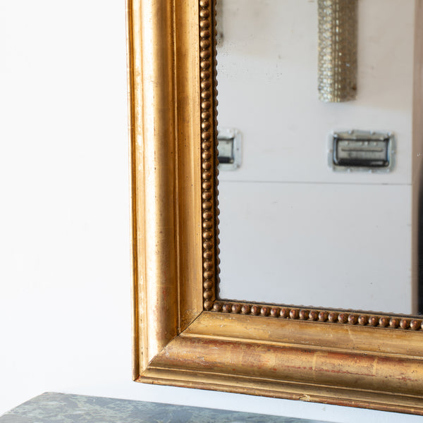 A Large Louis Philippe Giltwood Overmantel Mirror with Beaded Edge