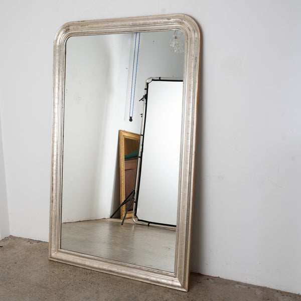 Large Incised Silver Gilt Overmantel Mirror