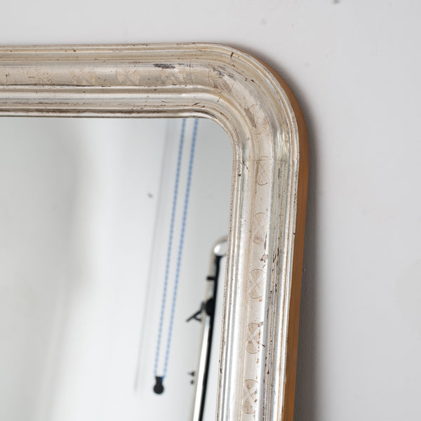 Large Incised Silver Gilt Overmantel Mirror