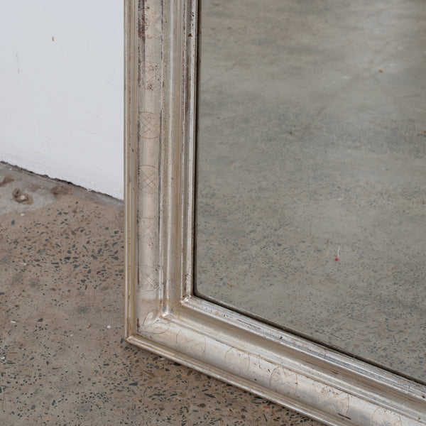 Large Incised Silver Gilt Overmantel Mirror