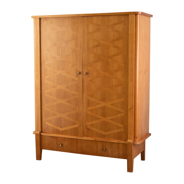 A Mid Century Sycamore Wardrobe with a Parquetry Front