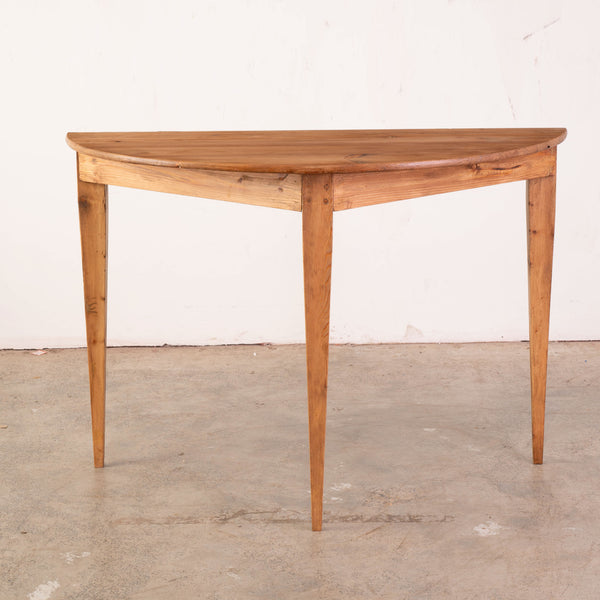 Pair Pine Demi-Lune Console Tables