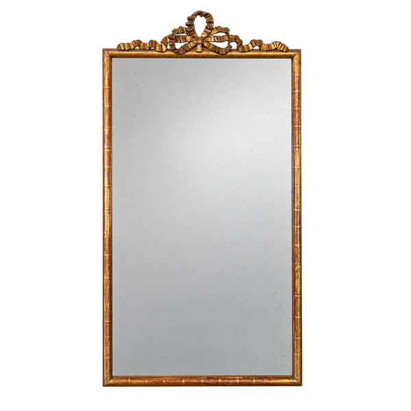 A Louis XVI Style Giltwood Mirror with Ribbon-Tied Cresting, French, Late 19th / Early 20th Century