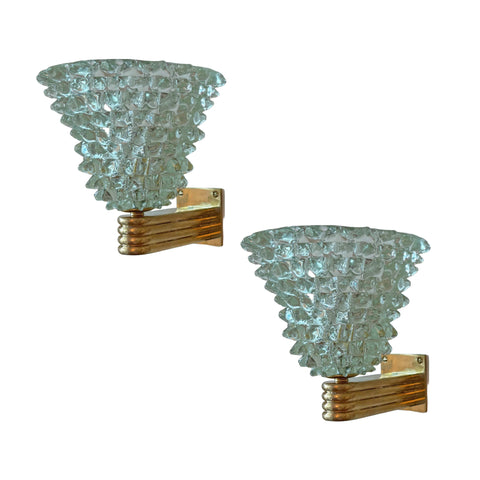 Pair of Green Murano Rostrato Wall Sconces