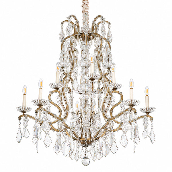 A Maria Theresa Style Glass and Gilt Metal Chandelier