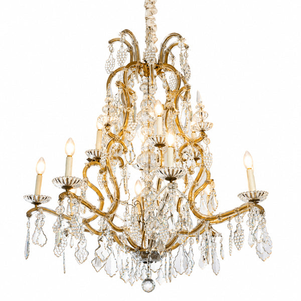 A Maria Theresa Style Glass and Gilt Metal Chandelier