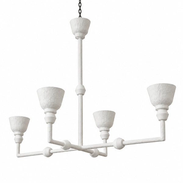 A Four-Light Textured White Plaster Chandelier, in the Manner of Alberto Giacometti