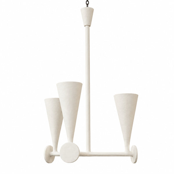 A White Plaster Three Light Chandelier in the manner of Alberto Giacometti