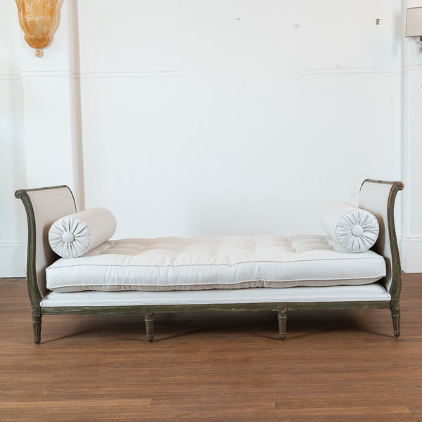 A French Louis XVI Green-Painted Daybed