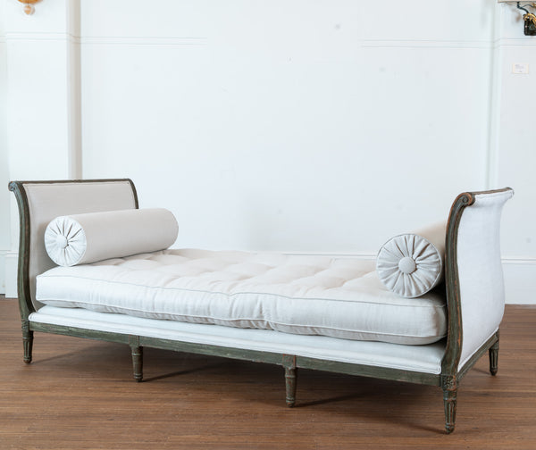 A French Louis XVI Green-Painted Daybed