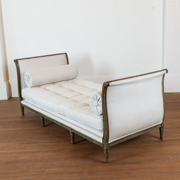 A French Louis XVI Green-Painted Daybed