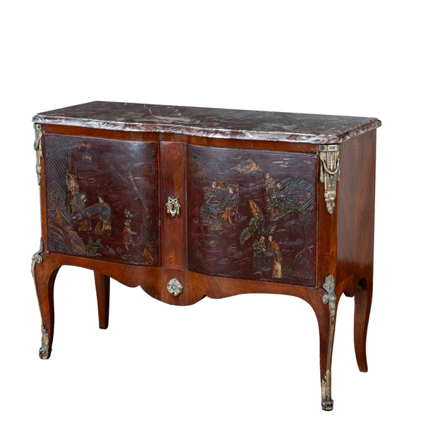 A French Gilt-Bronze Mounted Chinoiserie Lacquer and Kingwood Commode