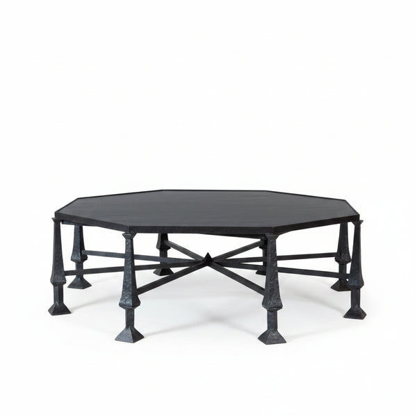 Brutalist Hammered Octagonal Iron Coffee table