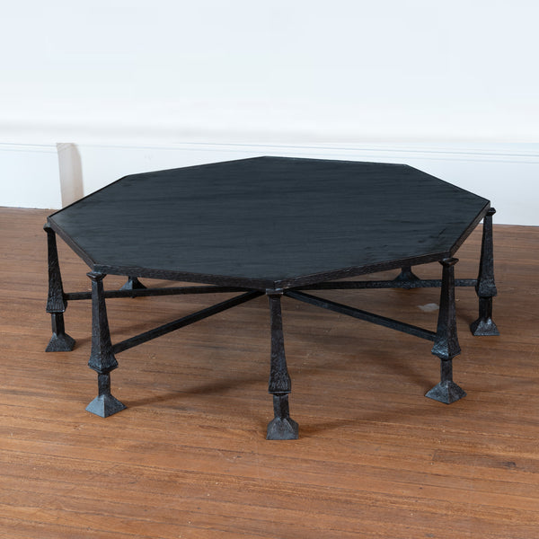 Brutalist Hammered Octagonal Iron Coffee table