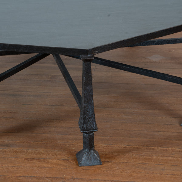 Brutalist Hammered Octagonal Iron Coffee table