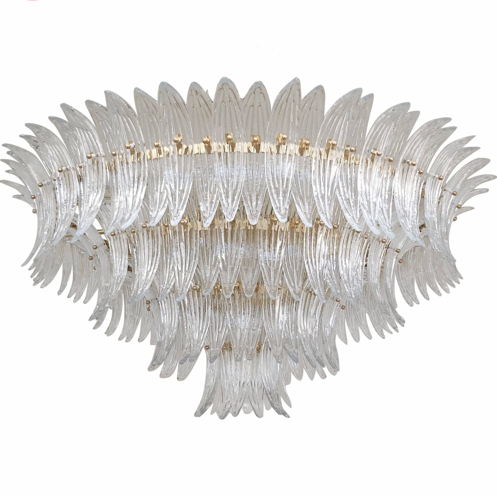 Murano Palmette Chandelier with Brass Frame