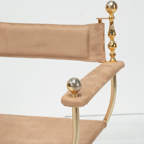 Pair of Mid Century Gilt Brass Curule Chairs