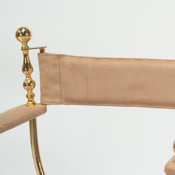 Pair of Mid Century Gilt Brass Curule Chairs