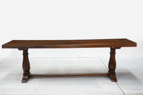 A 19th Century French Walnut Dining Table/Library Table with Reeded Edge