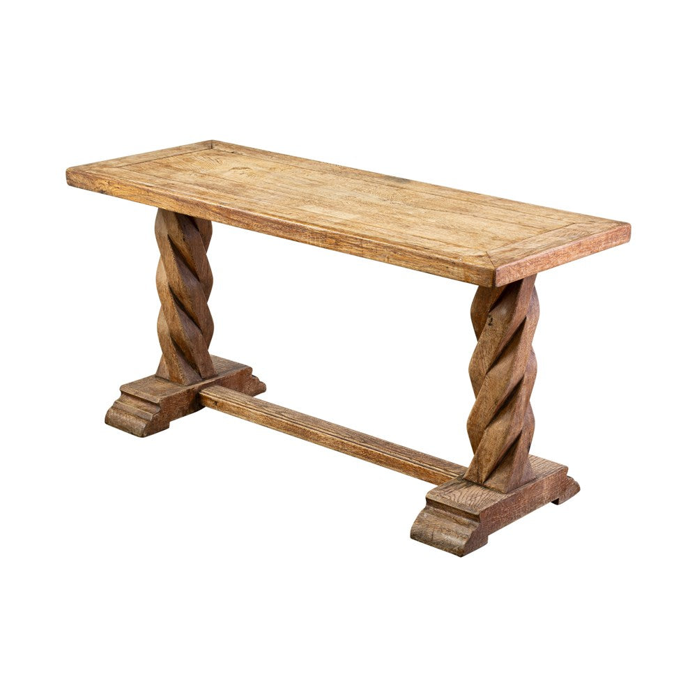 A Bleached Oak Rectangular Table Raised on twisted Pedestal