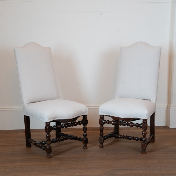 A Pair of French Louis XIII Walnut Side Chairs
